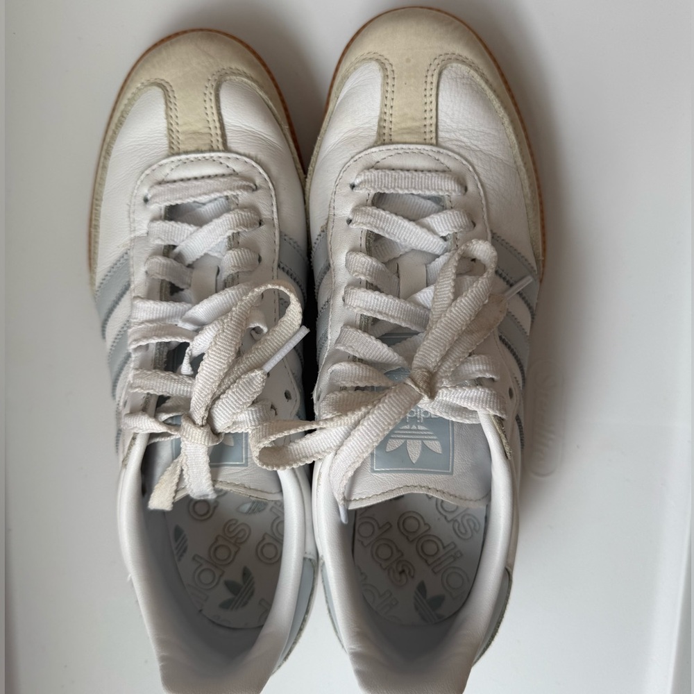 Adidas Samba White and Light Bluish Gray Sneakers